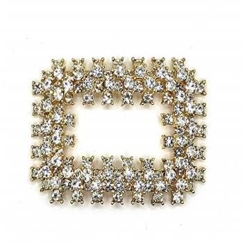 Decorative Gold Rectangle With Strass 6.5X4.5 cm (0641)